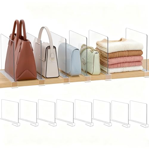 Purse Organizer for Closet Shelf Dividers: Clear A... (Transparent | Plastic)