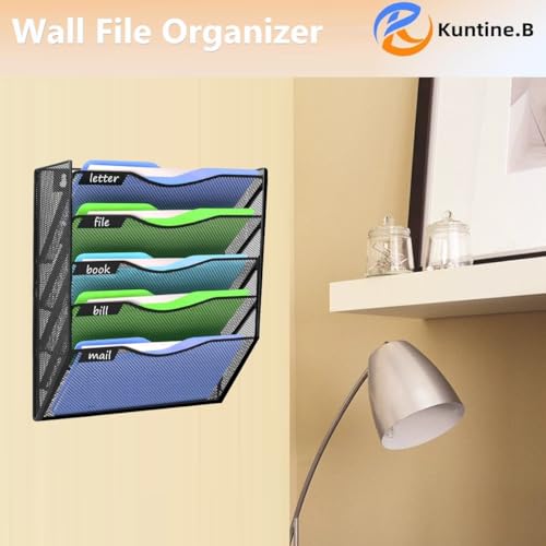 Kuntine.B Wall File Organizer Office Hanging Magazine Holder Wall File Organizer for Office Home