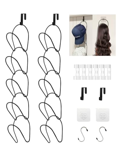 10 Pack Hat Rack Hanger Holder Organizer Closet Ha... (10pcs Black | Metal)