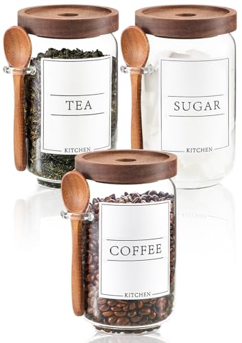 Coffee and Sugar Container Set, Glass Coffee Jars... (Transparent)