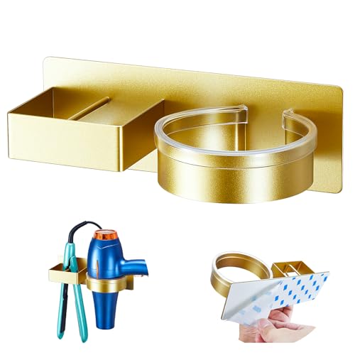 Hair Dryer Holder Wall Mounted, Hair Straightener... (Gold | Metal)