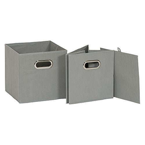 Household Essentials Fabric Storage Bins in Strong Poly‑Woven Fabric, Sturdy Chipboard Sides, Grommet Front Handle, Dove Gray Finish, Set of 6