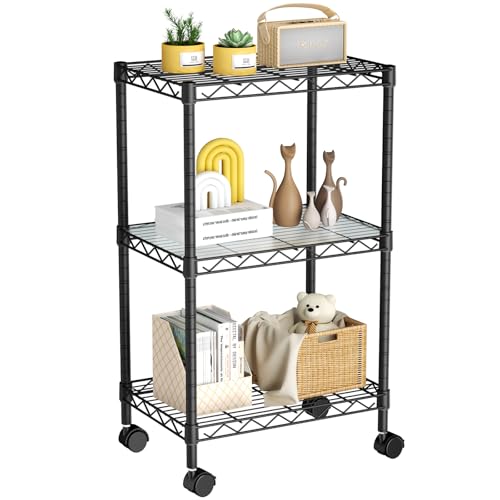 Small Shelves Storage Wire Metal Adjustable Shelf... (Black | Metal)