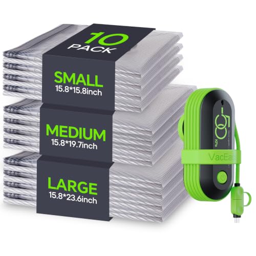 Vacuum Bags for Travel with USB Pump, 10 Pack Carr... (12 Count | Green)