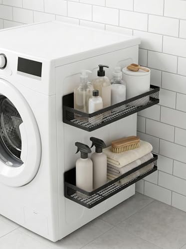 2 Pack Magnetic Laundry Organizer [Space Saving St... (2 Count | Black | Carbon Steel)