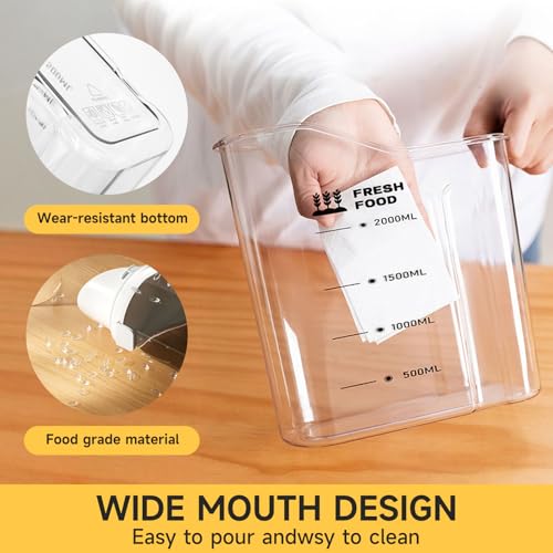 Rice Containers 5.5lbs and Cereal Storage Dispenser-Airtight Food Storage Organizers BPA free Plastic Kitchen Storage Containers food-grade PET material Suitable for rice, cereal, flour,etc(White)