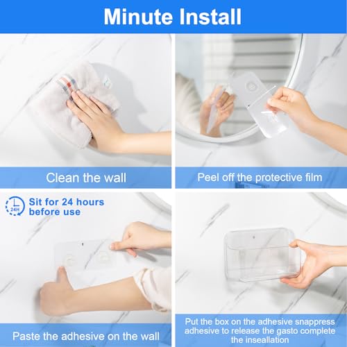 Wall Mount Organizer, 2Pc Small Adhesive Cabinet Door Organizer | Bathroom Shelf for Wall,No Drilling Hang Adhesive Shelf, with 3Pack Self Adhesive Tapes, for Bathroom, Kitchen, Living Room