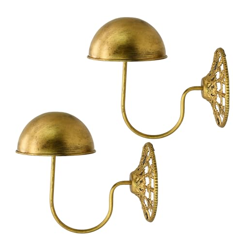 Owlgift Vintage Wall Mount Hat & Coat Rack – Set of 2 – Rustic Gold Decorative Iron Holder for Hats, Scarves, Helmets & Wigs – Retro Entryway Wall Organizer for Home, Store, Restaurant or Hotel Use