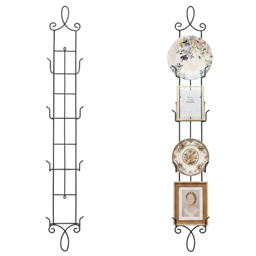 42" Wall Plate Display Rack 2 Pack 4 Tier Metal Ho... (Black | Iron)