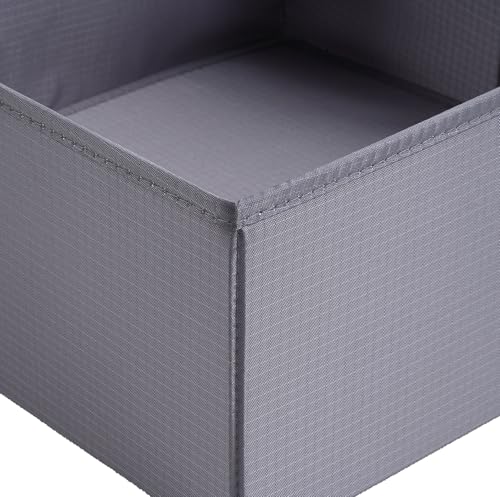 Drawer Organizers, Durable Fabric, Washable, with Base Support Boards, Small Storage Boxes for Bathroom, Closet, Dresser, Set of 6, Dark Grey