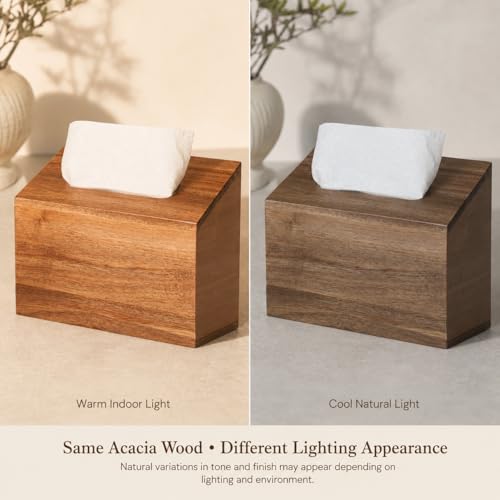 YANGQIHOME Acacia Hand Towel Box Cover Compatible with Kleenex Disposable Paper Hand Towels, Wall Mounted Paper Towel Holders, Hand Towel Holder for Bathroom, Car, Tabletop