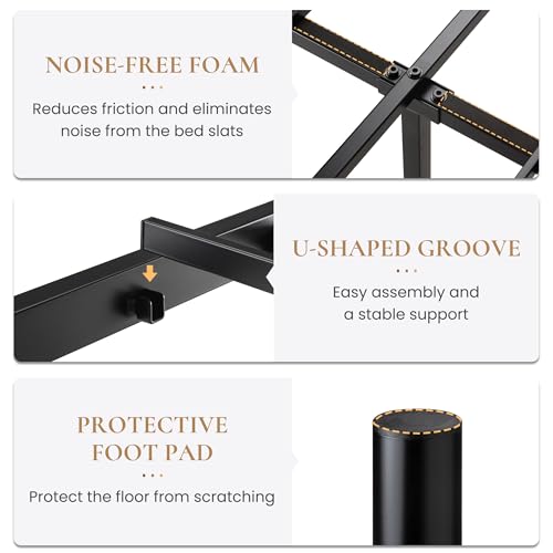 SHA CERLIN 14" Queen Size Metal Platform Bed Frame/Victorian Headboard and Footboard/Steel Slats Mattress Foundation for Storage/No Box Spring Needed/Noise Free/Black