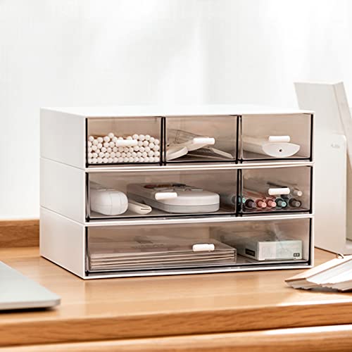 Desk Organizer-3 Tier Stackable Storage Drawers wi... (White | Plastic)