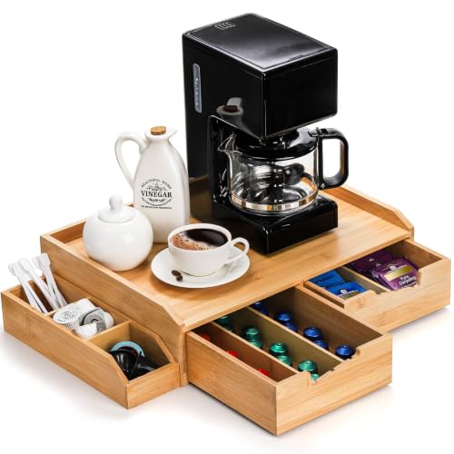 Bamboo 2 Drawer Coffee Pod Organizer with Side Box... (Bamboo | Bamboo)