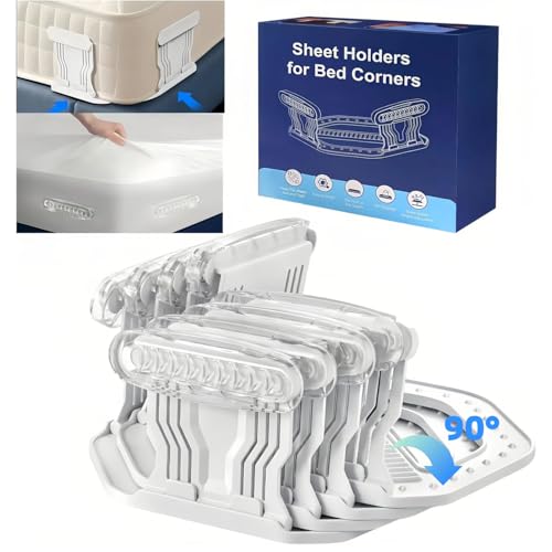 4Pcs Bed Sheet Straps – No-Slip Adjustable Clips for Mattress, Keeps Sheets Tight (White)