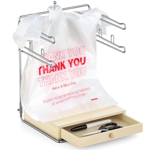 Plastic Grocery Bag Holder,Plastic Bag Organizer w... (Natural | Metal, Wood)