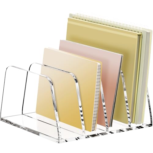 Acrylic File Sorter,6.9"x6.6"x3.74",4 Sections Ver... (Transparent | Acrylic)
