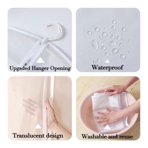 20 Pack Combo Size Clear Garment Bags for Hanging Clothes with Full Zipper for Closet Storage, Clothes Cover For Hanging, Wardrobe Bags for Hanging Clothes.(120 x 60CM x 10P, 100 x 60CM x 10P)