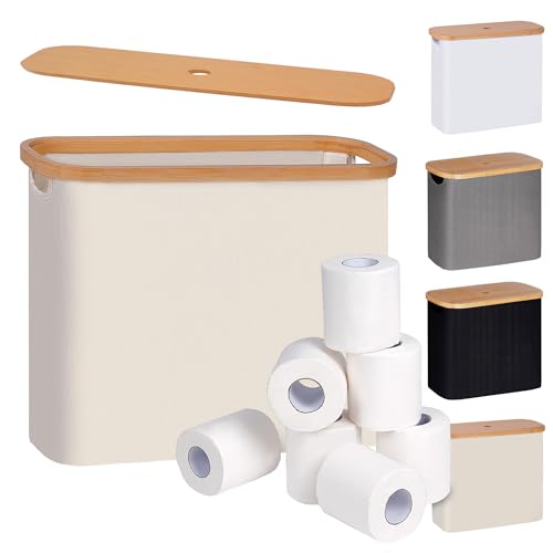 Toilet Paper Basket, Toilet Paper Storage with Lid... (Beige | Oxford Fabric)