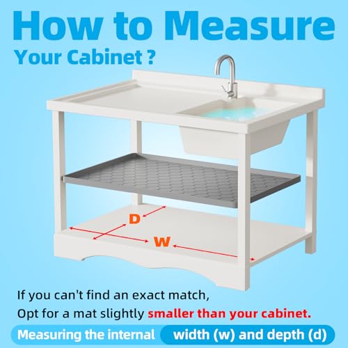 Winisok Waterproof Under Sink Mat 34" x 22", Silicone Mat, Dark Gray | Raised Edge Traps Spills & Leaks, Shelf Liner, Cabinet Protector, for Kitchen, Bathroom, Boots, Pets, Home Essentials