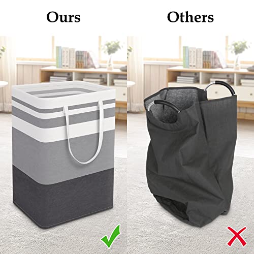 StorageRight Laundry Basket Hamper, 75L Collapsible Clothes Storage, Grey | Freestanding Clothes Hampers, Foldable design, with Easy Carry Handles, For Laundry, Bedroom, Dorm, Clothing, Towels, Toys