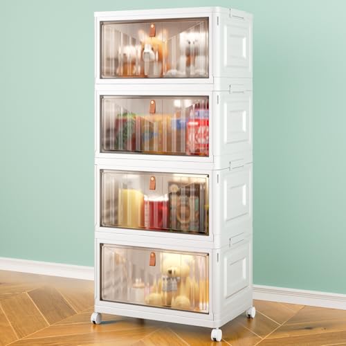 Wise Oannes Closet Organizers and storage, Storage cabinet with Wheels | Stackable Storage Bins with Wheels,Collapsible and Folds flat design to saves space, , Great for home, office, or garage