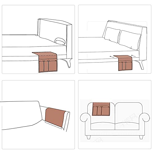 HAOMAIJIA Sofa Armrest Organizer, Remote Control Holder for Recliner Couch | Anti Slip Arm Chair Bedside Caddy Storage Organizer With 6 Pockets For Cell Phone Tv Remote Control Magazines (brown)