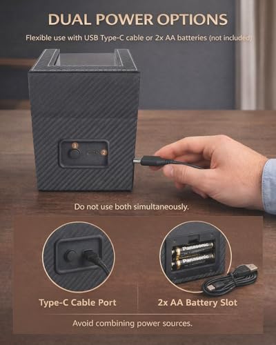 Watch Winder for Automatic Watches: Single Watch Winder Box | Rotating Watch Case with Quiet Japanese Motor - Storage Display Box for Men (Black Carbon Fiber)