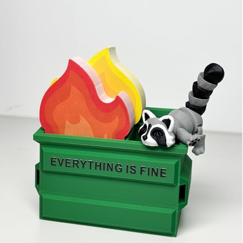 Funny Garbage Can Fire Pen Holder with 300 Sticky Notes – Cute Desk Organizer for Office, White Elephant Gag Gift for Coworkers, Men, Women – Unique Office Supplies & Decor