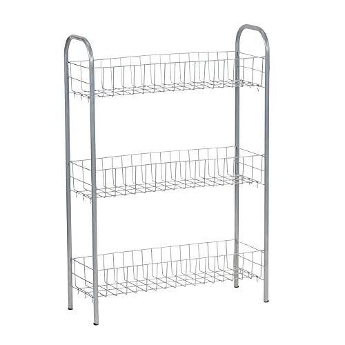 Household Essentials Slim Storage Cart, 3 Shelf Storage Cart with Wheels, Perfect for Laundry Rooms, Bathrooms, Pantries, Kitchens and More