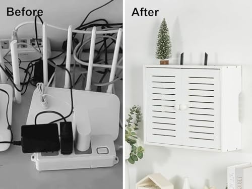 Wifi Storage Box Wall Mount Router Shelf Wooden Wifi Router Box Hider Wall Mount Router Storage Box for Modem Cable