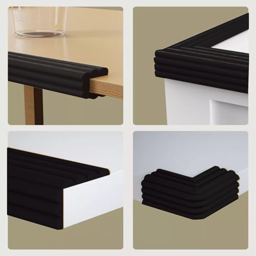 Proof Edge Corner Protector, 2pcs 78.7in/200cm Furniture Safety Bumpers Guard Padding, Soft NBR Rubber Foam Adhesive Cushion, Fireplace Cabinets Table Desk Edges & Sharp Corners (Black)