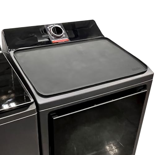 1 PACK SEIRI Washer and Dryer Topper, 26" x 18" Silicone Top Protector Mat for Slant Top Surface Cover and Top Load Washing Machine Laundry Room Non-Slip Waterproof Dryer Cover Medium (Black)