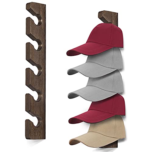 Hat Rack for Wall Baseball Cap Organizer Hanger (2... (Brown | Wood)