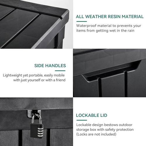 YITAHOME Deck Box | 51 Gallon Weatherproof Outdoor Storage Container for Patio Cushions, Pool Supplies, Garden Tools, Lockable Lid and Side