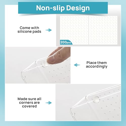 Vtopmart 44 PCS Clear Plastic Drawer Organizers Set, Vanity Organizer Trays | 4-Size Versatile Makeup Organizer, Non-Slip Storage Containers for Makeup, Jewelries, Bedroom,Kitchen Utensils and Office