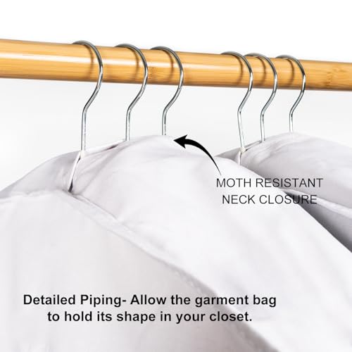 1PC Luxury 48'' Organic Cotton Garment Storage Bag | 4 Cedar Blocks for Fresh Smell| Breathable Garment Bag for Hanging Clothes for Closet Best for Suits, Sweaters, Short Dresses, Gowns