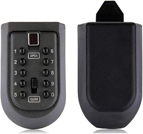Indoor & Outdoor Key Lock Box Wall Mounted Push Button Combination Key Safe Storage Security Lock Box with Black Rubber Cover & Wall Bolt Fixings for 5 to 7 Mortise Style Keys