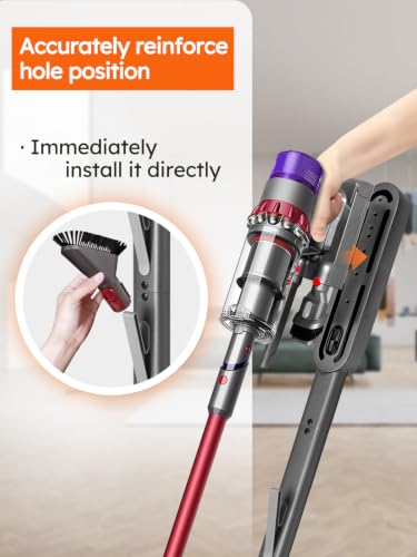 Vacuum Stand for Dyson Gen5 V16 V15 V12 V11 V10 V8 V7 V6 | Dyson Exclusive, No Drilling, Metal Construction, 4 Hooks, Hidden Cord Design, Vacuum Accessory Organization, Dark Gray