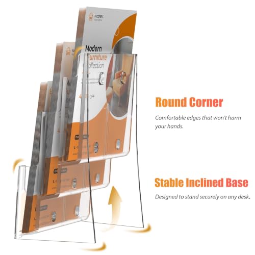 Acrylic Brochure Holder 8.5x11, Clear 3 Tier Magaz... (Clear | Acrylic)