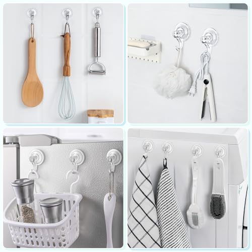 VIS'V Shower Suction Cup Hooks, Removable and Reusable, Clear, Small, 6 Pcs | Clear Invisible Design, Locking Suction Technology, Dual Vacuum Suction, Heavy Duty, Fits for Smooth Flat Surfaces