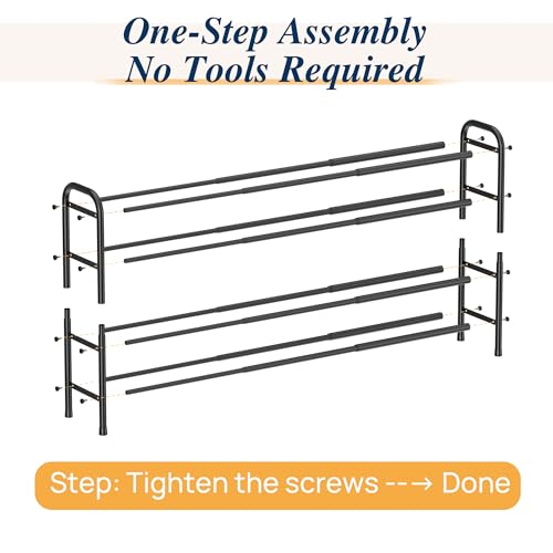 ENJOYBASICS 4 Tier Expandable Shoe Rack, Metal Small Shoes Shelf, Black | Free Standing Shoe Holder for 24 Pairs, Sturdy Shoe Organizer for Closet, Entryway, Under Bed ,Front Door, Bedroom