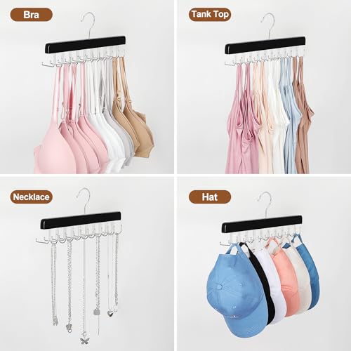 TOPIA HANGER 2 Pack 2 in 1 Belt Tie Hanger for Closet Max 60 Belts with 60 Ties Capacity, 40 Hooks Belt Tie Racks Wooden Hanger for Closet Organizer Storage “U” Fit Belt and “一” Fit Tie - CT52B