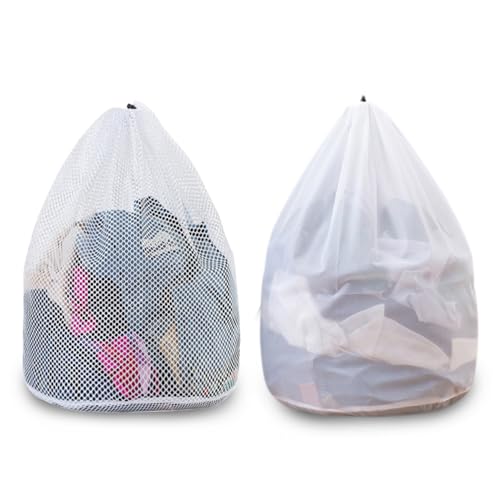 Extra Large Mesh Laundry Bags Washing Bag 2Pack Delicates Bag and Pull net style Laundry Bag Jumbo for Washing Machine Large Mesh Bags for Blankets, Bedding, Coats, Toys (2PCS-XXXL)