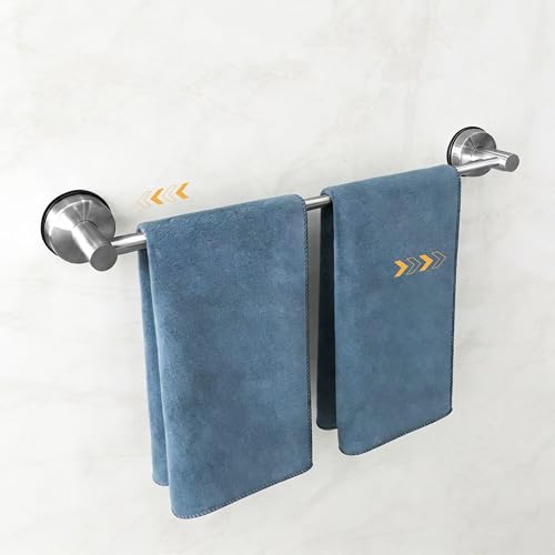 Suction Cup Towel Bar Towel Racks for Bathroom 14.6-24in Adjustable | No Drill Towel Rack, Stainless Steel Construction, Heavy Duty Wall Mounted (silver)