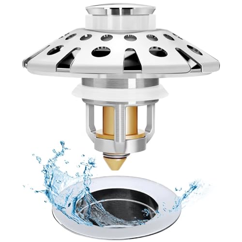 Bathroom Sink Stopper,Sink Hair Catcher,Bathroom S... (Chrome Silver)