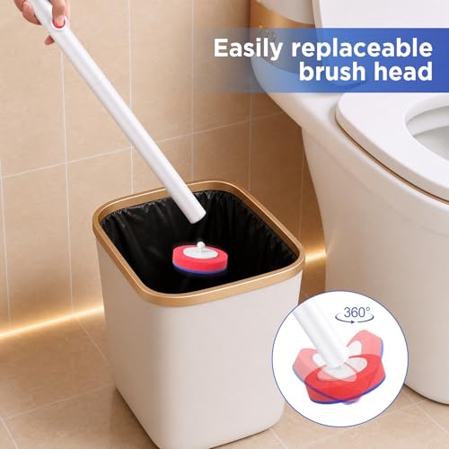 Disposable Toilet Brush, Wall Mounted Toilet Bowl Brush with 35 Colorful Refills, Toilet Bowl Brush with Storage Box for Deep Bathroom Toilet Cleaning (1 Handle + 35 Colorful Refills).