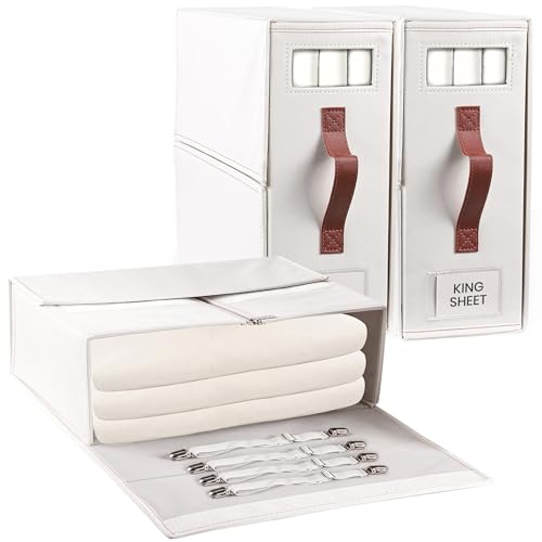 7Vine™ Pack of 3 Foldable Bed Sheet Organizer for Storage and Organization of Bedding Sheets – Premium Linen Closet Organizer with Window for Clothing, Bed Sheets, Blanket, Duvet Covers and Pillow
