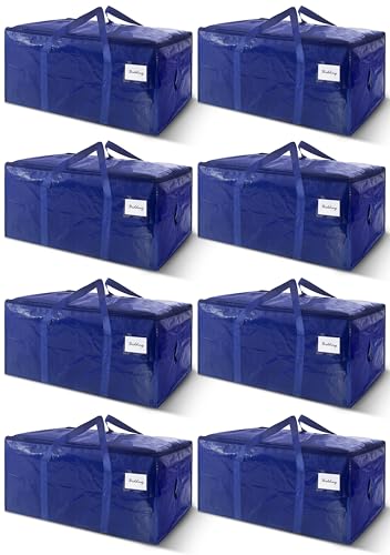 8 Pack Extra Heavy Duty Large Moving Bags with Str... (8 Count | Blue)