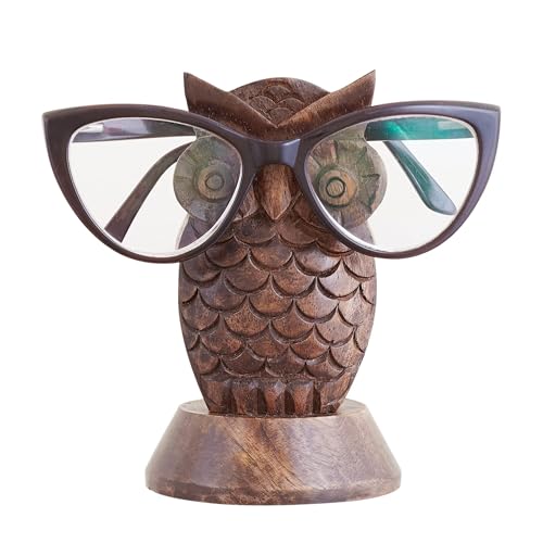 Birthday Gifts for Women Wooden Owl Glasses Holder... (Brown | Mango Wood)